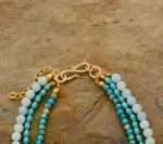 Collar de estilo boho de 3 vueltas con piedras de jaspe y amazonita