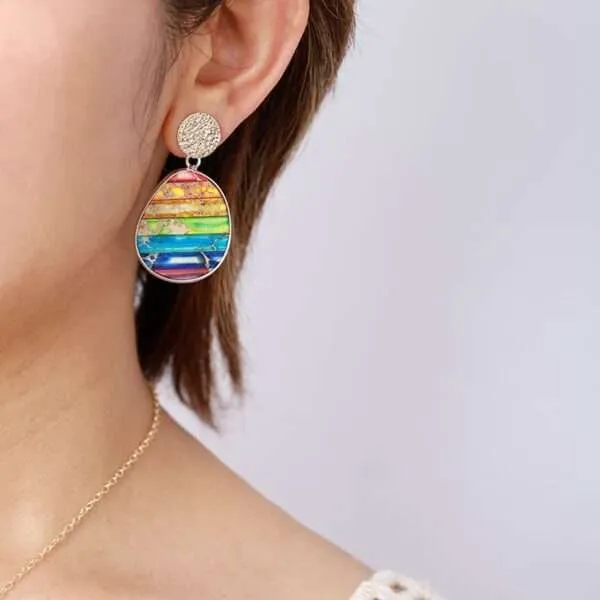 Pendientes boho de la estabilidad de los 7 chakras con piedras naturales