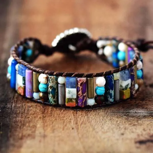 Pulsera bohemia para deshacer bloqueos de energía con ágata y jaspe