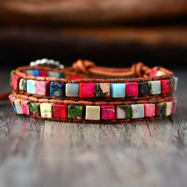 Pulsera bohemia del marinero romántico con piedras de jaspe