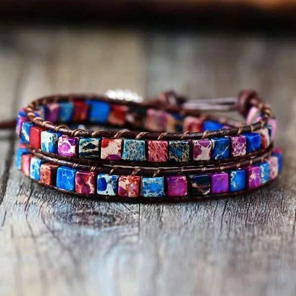 Pulsera bohemia del marinero romántico con piedras de jaspe