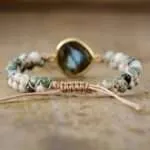 Pulsera del entusiasmo y las nuevas ideas con labradorita y hematita u ónix