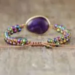 Pulsera del entusiasmo y las nuevas ideas con labradorita, ónix, amatista o lapislázuli