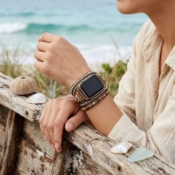 Correa Apple Watch elegante con piedras de Picture Jaspe (5 vueltas)