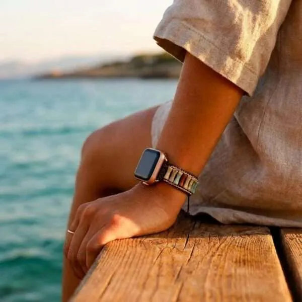 Correa Apple Watch étnica con Jaspe Rosa o Jaspe Imperial