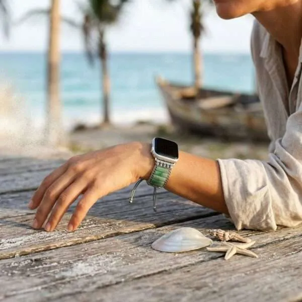 Correa Apple Watch gypsy con piedras de aventurina o rodonita