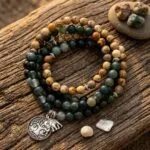 Collar Japa Mala de 108 Cuentas con Árbol de la Vida y Ganesha