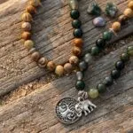 Collar Japa Mala de 108 Cuentas con Árbol de la Vida y Ganesha