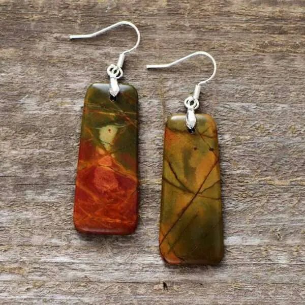 Pendientes boho de la emigración de las aves en otoño con jaspe