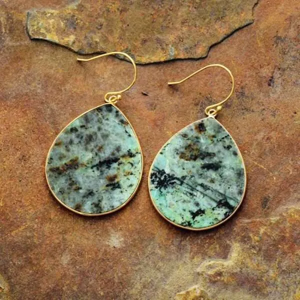 Pendientes elegantes con lapislázuli, ojo de tigre o turquesa africana