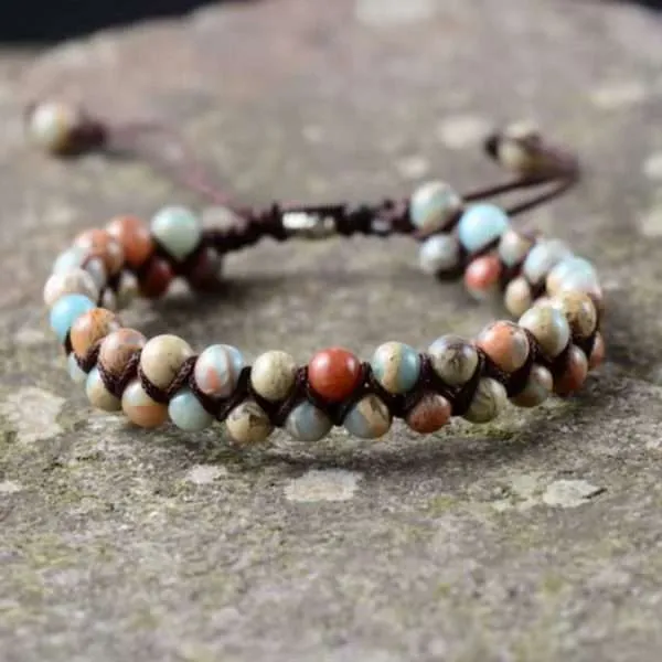 Pulseras bohemias ajustables unisex con varias piedras naturales