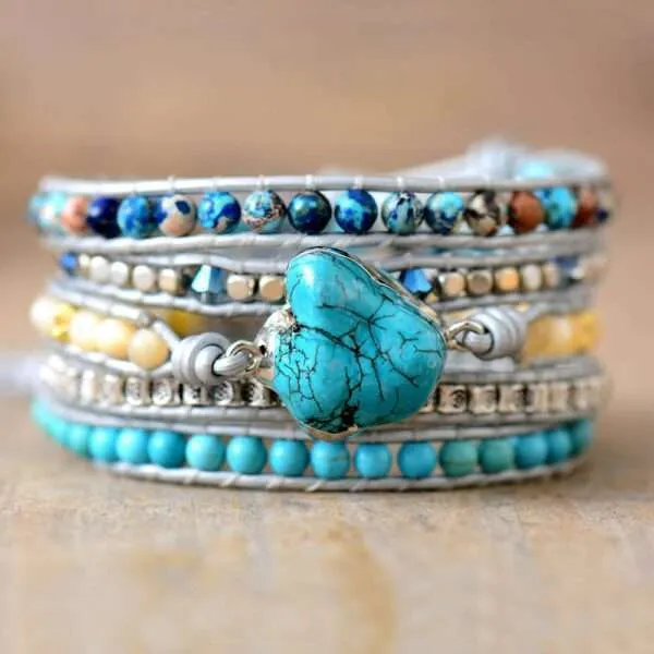 Pulsera boho contra las alteraciones del estado de ánimo con turquesa