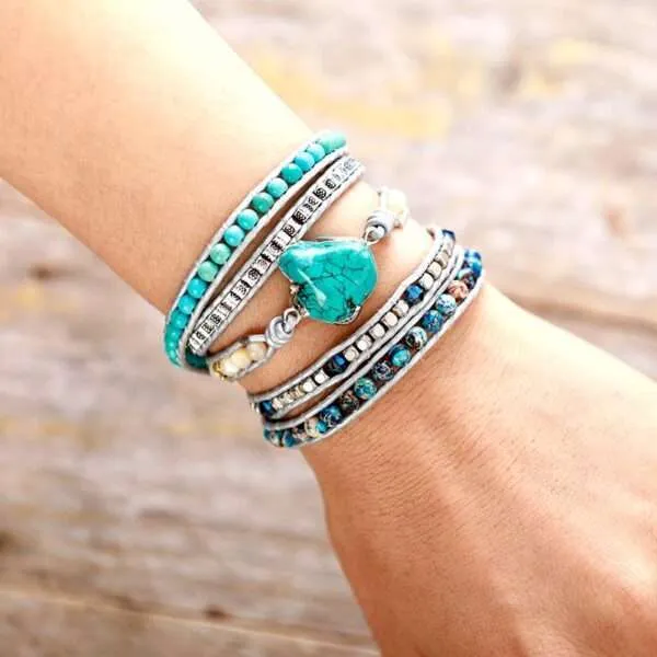 Pulsera boho contra las alteraciones del estado de ánimo con turquesa