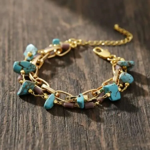 Pulsera del verdadero amor con ópalo y aventurina o turquesa y jaspe