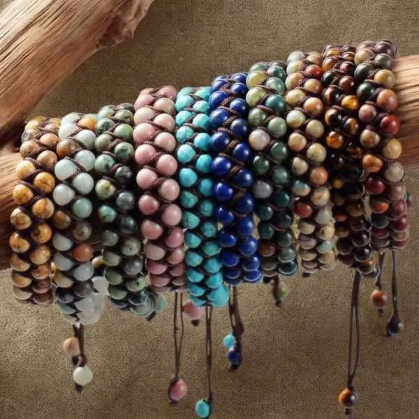 Pulsera bohemia ajustable para hombre con varias piedras naturales