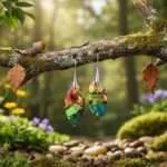 Pendientes boho en forma de hoja de colores con piedras de jaspe