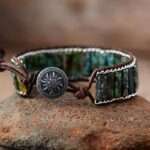 Pulsera boho del chakra garganta vishuddha con turquesa africana