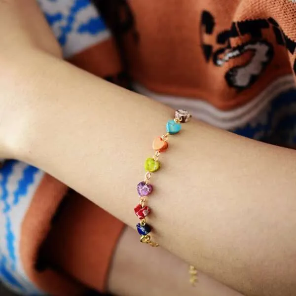 Pulsera boho de los siete planos para ser feliz con piedras de jaspe
