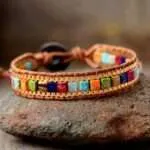 Pulsera retro de la sanación de los 7 chakras con piedras de jaspe