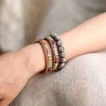 Pulsera retro de la sanación de los 7 chakras con piedras de jaspe