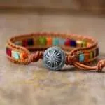 Pulsera retro de la sanación de los 7 chakras con piedras de jaspe