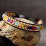 Pulsera retro de la sanación de los 7 chakras con piedras de jaspe