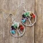Pendientes de los 7 chakras con árbol de la vida y piedras curativas