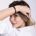 Pulsera bohemia unisex con piedras naturales de ónix negro y ojo de tigre