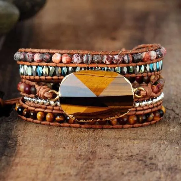 Pulsera bonita de la apertura de la mente con piedra de ojo de tigre y jaspe