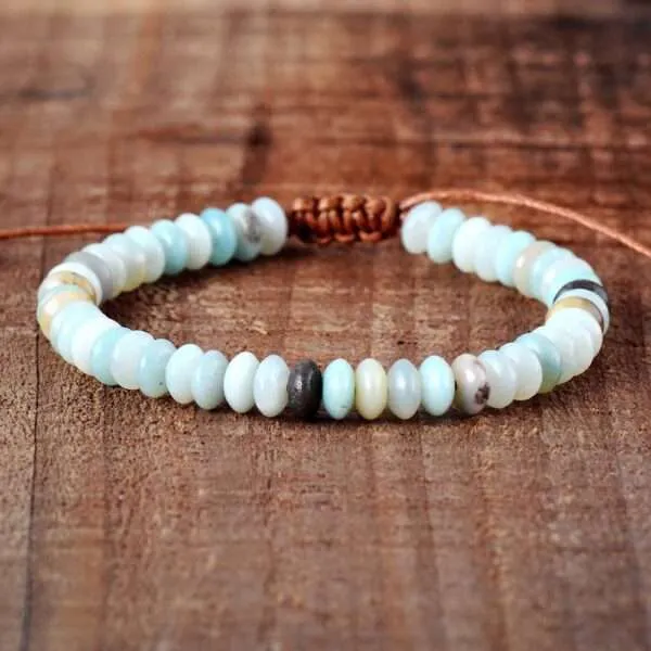 Pulsera de la confraternidad con piedras de amazonita, cuarzo o jaspe