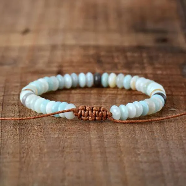 Pulsera de la confraternidad con piedras de amazonita, cuarzo o jaspe
