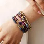 Conjunto de pulseras con piedras medicinales de la protección con Hamsa