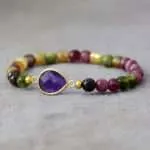 Conjunto de pulseras con piedras medicinales de la protección con Hamsa