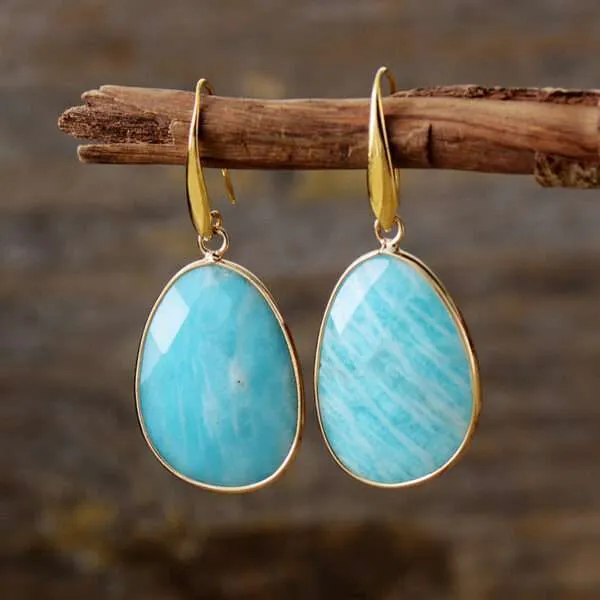 Pendientes boho de las vivencias positivas con amazonita o amatista