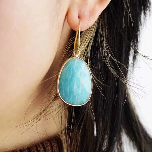 Pendientes boho de las vivencias positivas con amazonita o amatista