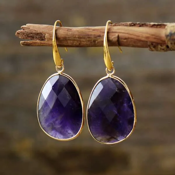 Pendientes boho de las vivencias positivas con amazonita o amatista