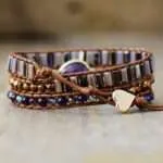 Pulsera boho de la liberación de las penas con amatista o cuarzo rosa