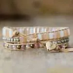 Pulsera boho de la liberación de las penas con amatista o cuarzo rosa