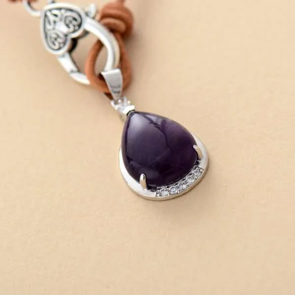 Gargantilla boho del aumento de la motivación con piedra de amatista