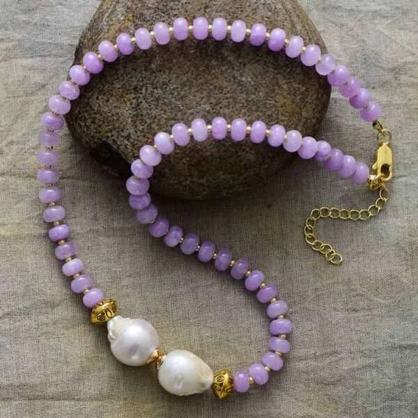 Collar del alma marinera con perlas de agua dulce y piedras naturales