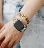 Pulsera símbolo OM de la unidad con lo supremo con amatista