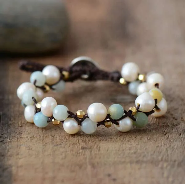Pulsera playera de la homeostasis con perlas de agua dulce
