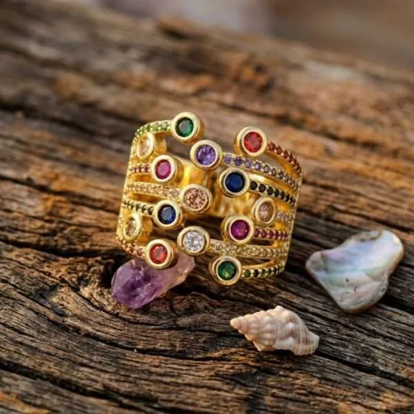 Anillo original de las estrellas fugaces y los sueños cumplidos con circonita