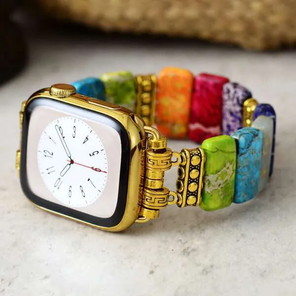 Correa Apple Watch elástica de los 7 Chakras con piedras naturales