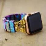 Correa Apple Watch elástica bohemia con piedras de jaspe de colores