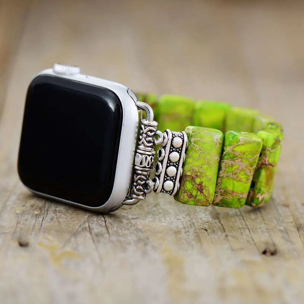 Correa Apple Watch elástica bohemia con piedras de jaspe de colores