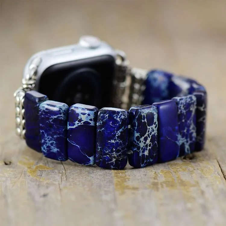 Correa Apple Watch elástica bohemia con piedras de jaspe de colores