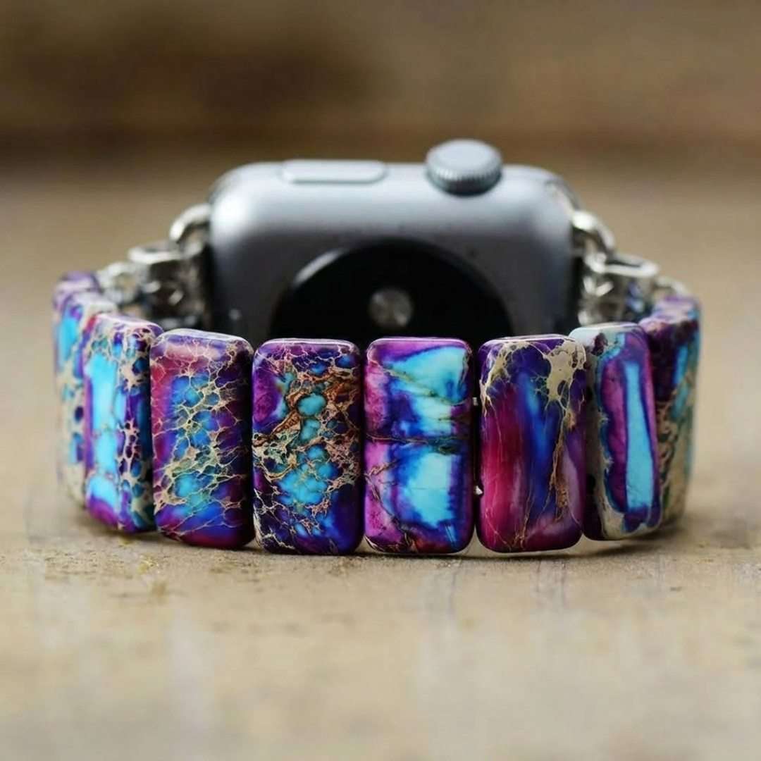 Correa Apple Watch elástica bohemia con piedras de jaspe de colores