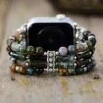 Correa Apple Watch elástica y étnica con piedras de ágata de la India