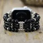 Correa Apple Watch elástica y étnica con Ágata Negra o Ágata de la India